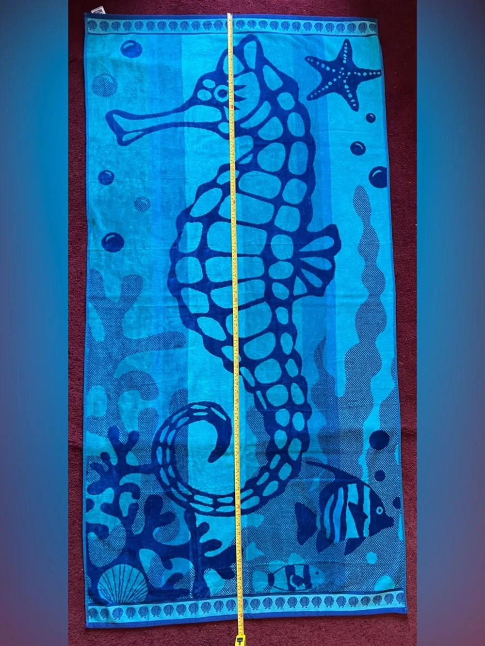 Blue Seahorse Beach Towel